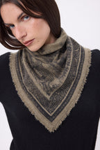Bandana pequeño Toile de Jouy - caqui jaspeado - mujer