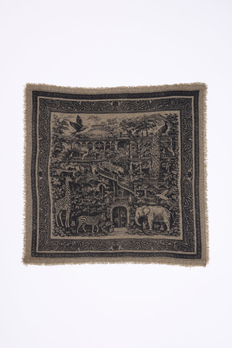 Small Toile De Jouy Bandana - Mottled Khaki - Kids
