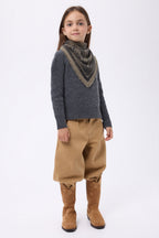 Small Toile De Jouy Bandana - Mottled Khaki - Kids