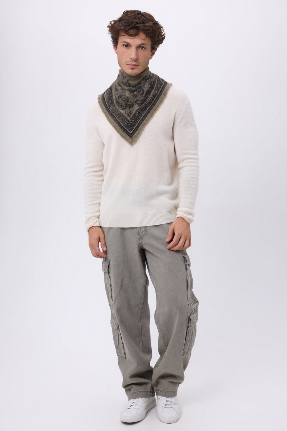 Petit Bandana Toile De Jouy - Khaki Chine - Homme
