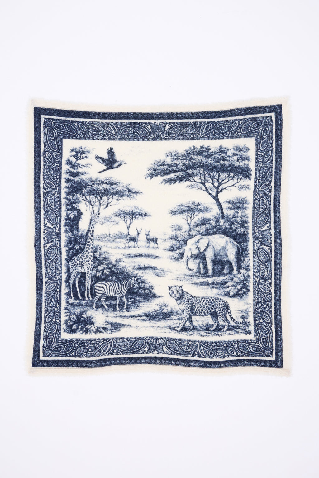 Bandana Piccola Toile De Jouy - Blu Marino - Bambino - 100% Cashmere