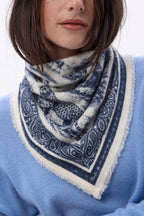 Small Toile De Jouy Bandana - Navy Blue - Women