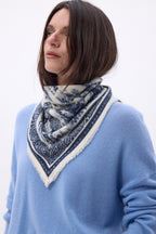 Small Toile De Jouy Bandana - Navy Blue - Women