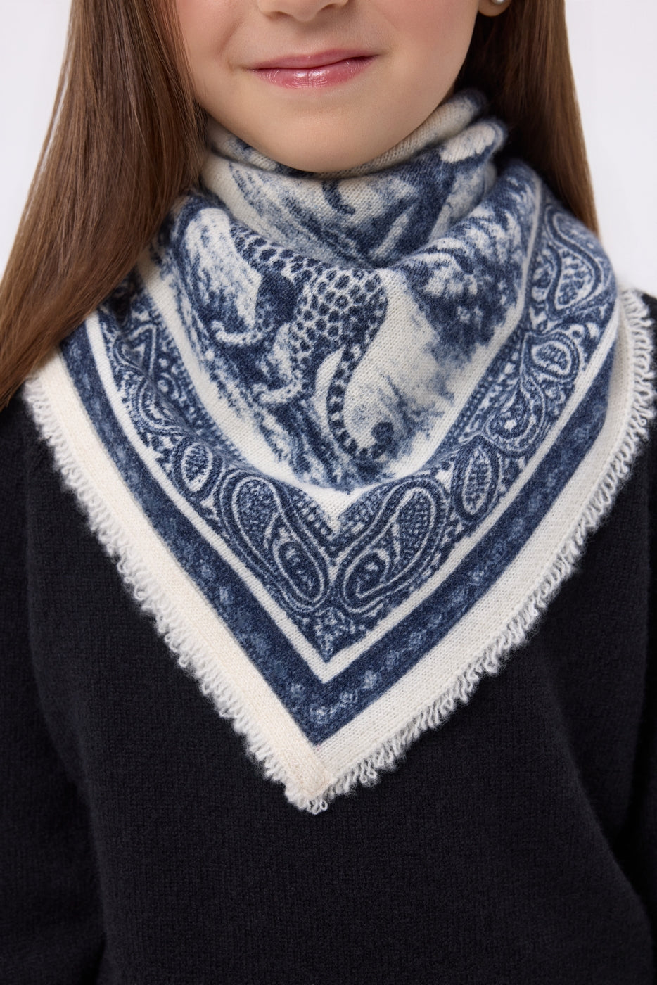 Bandana pequeño Toile de Jouy - Azul marino - Niño