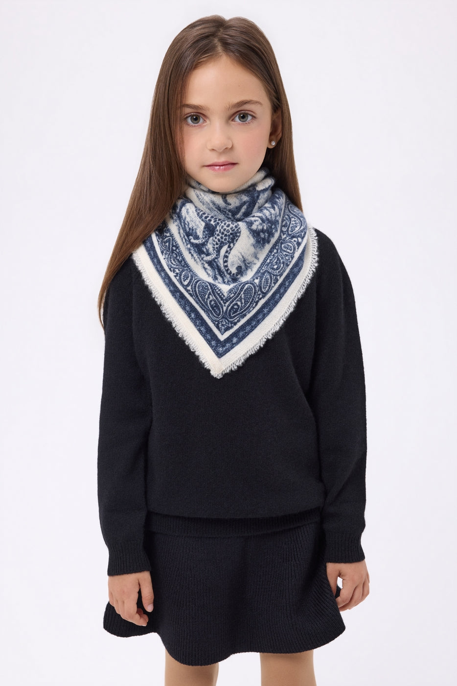 Bandana pequeño Toile de Jouy - Azul marino - Niño