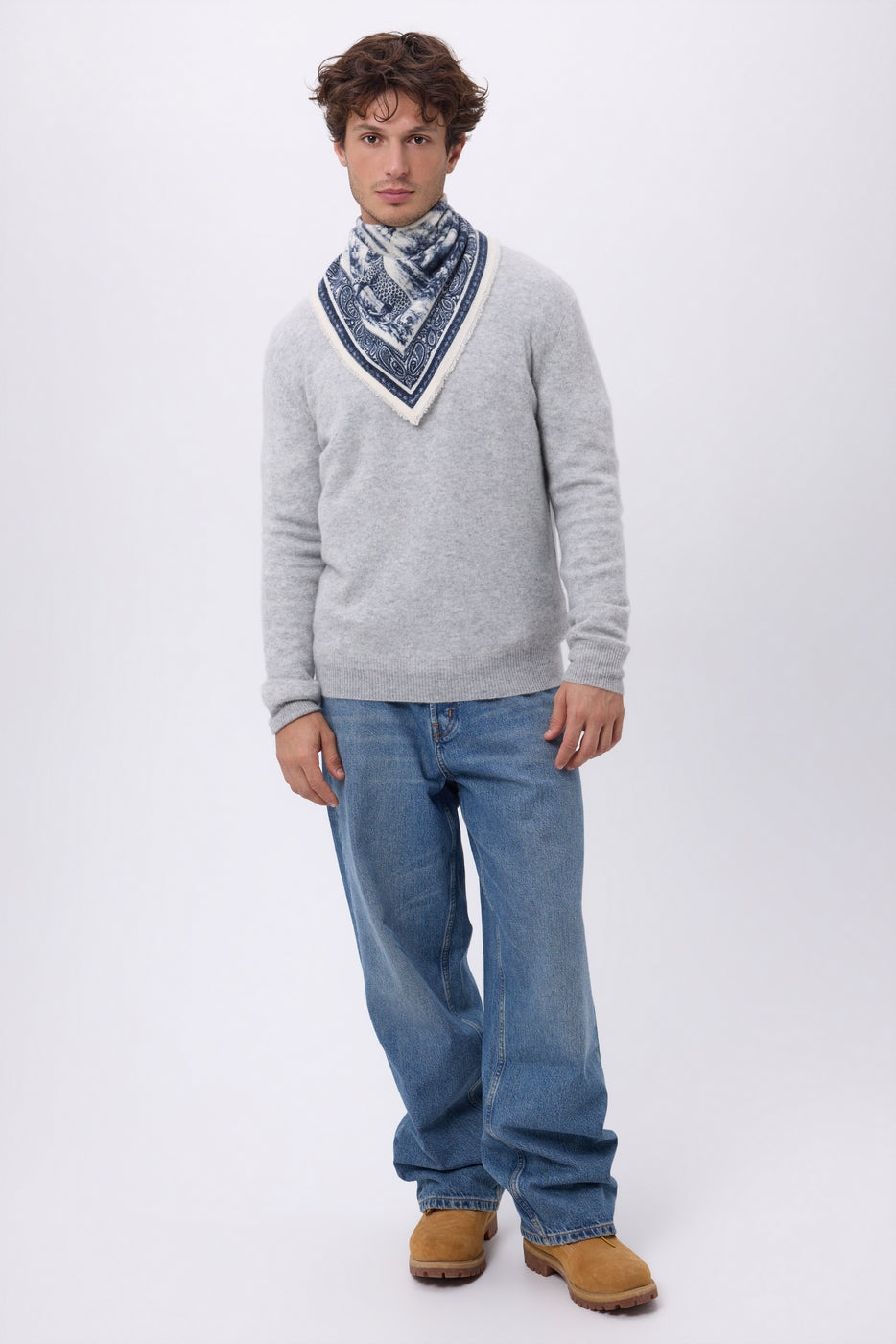 Petit Bandana Toile De Jouy - Bleu Marine - Homme