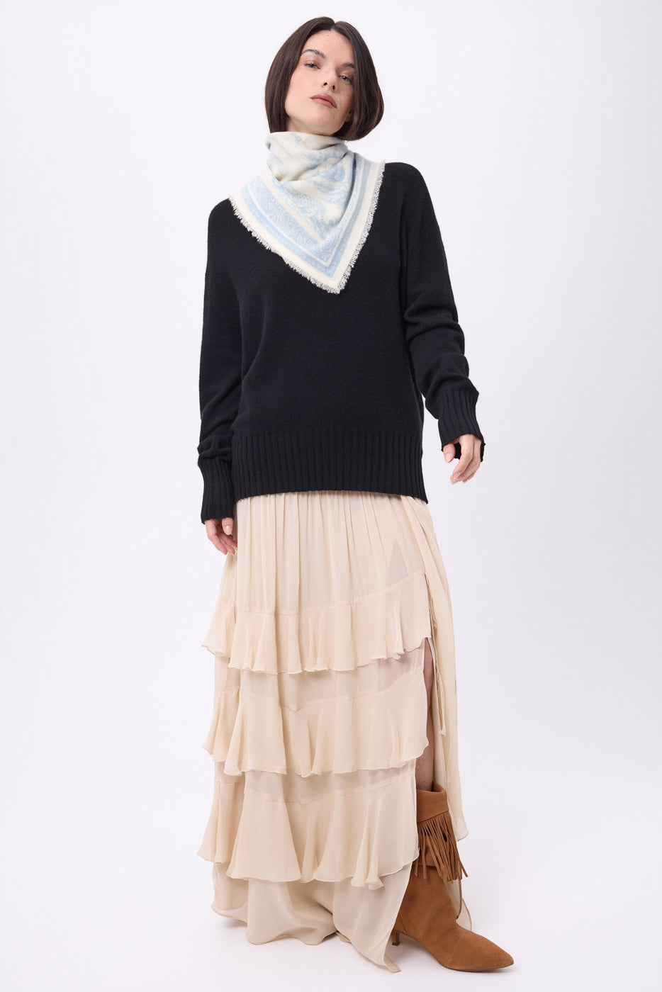 Bandana pequeño Toile de Jouy - Azul cielo - Mujer