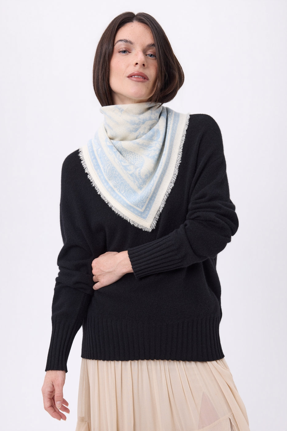 Bandana pequeño Toile de Jouy - Azul cielo - Mujer