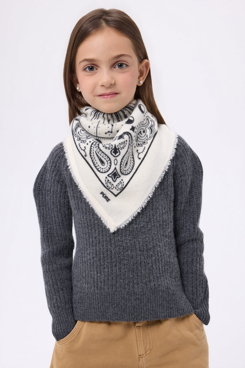Piccolo bandana Zodiac - Bianco - Bambino - 100% Cashmere