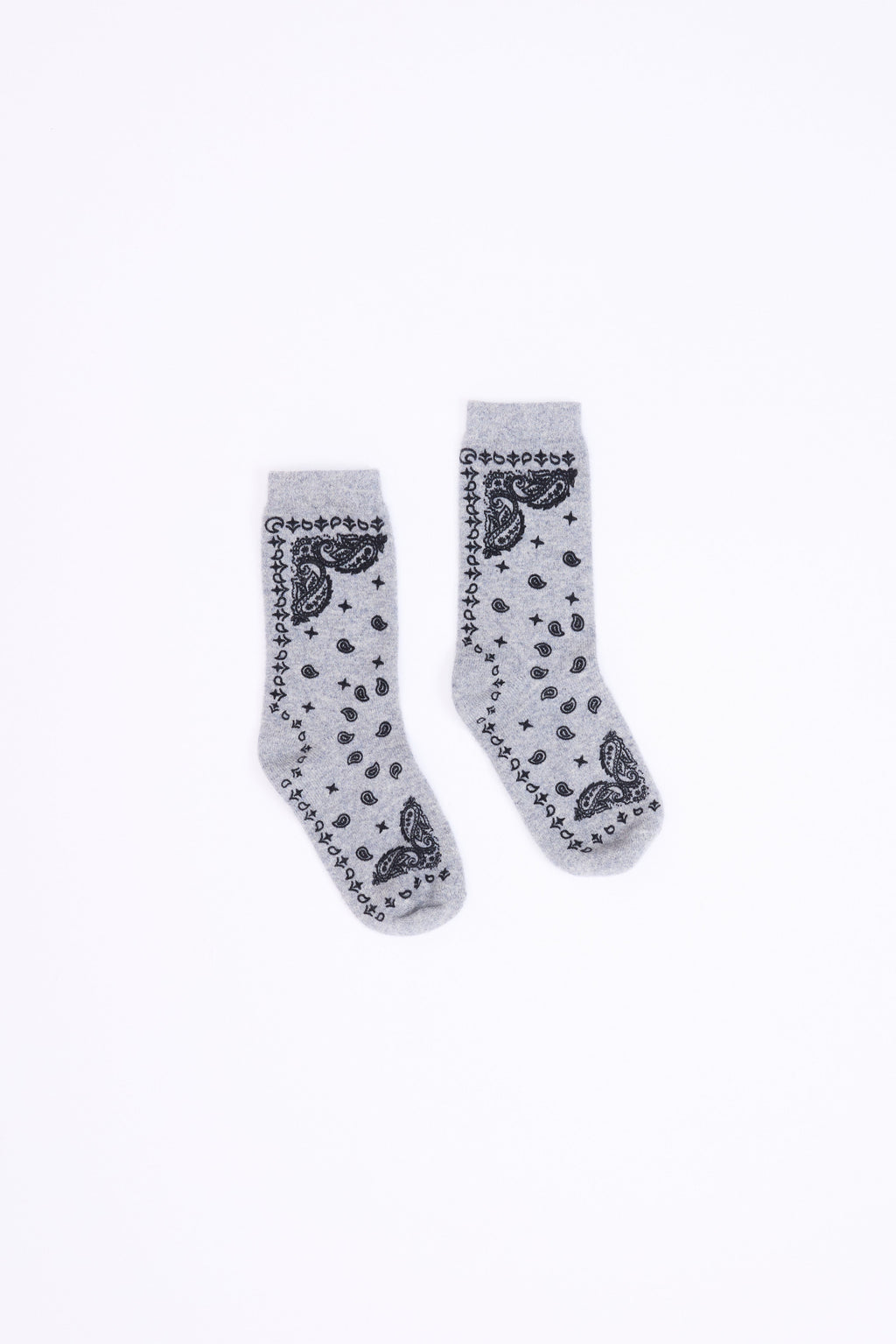 Presley Bandana Socks - Grey Black - Unisex - 100% Cashmere