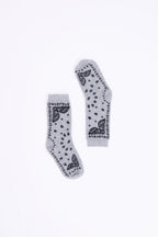 Presley Bandana Socks - Grey Black - Unisex - 100% Cashmere