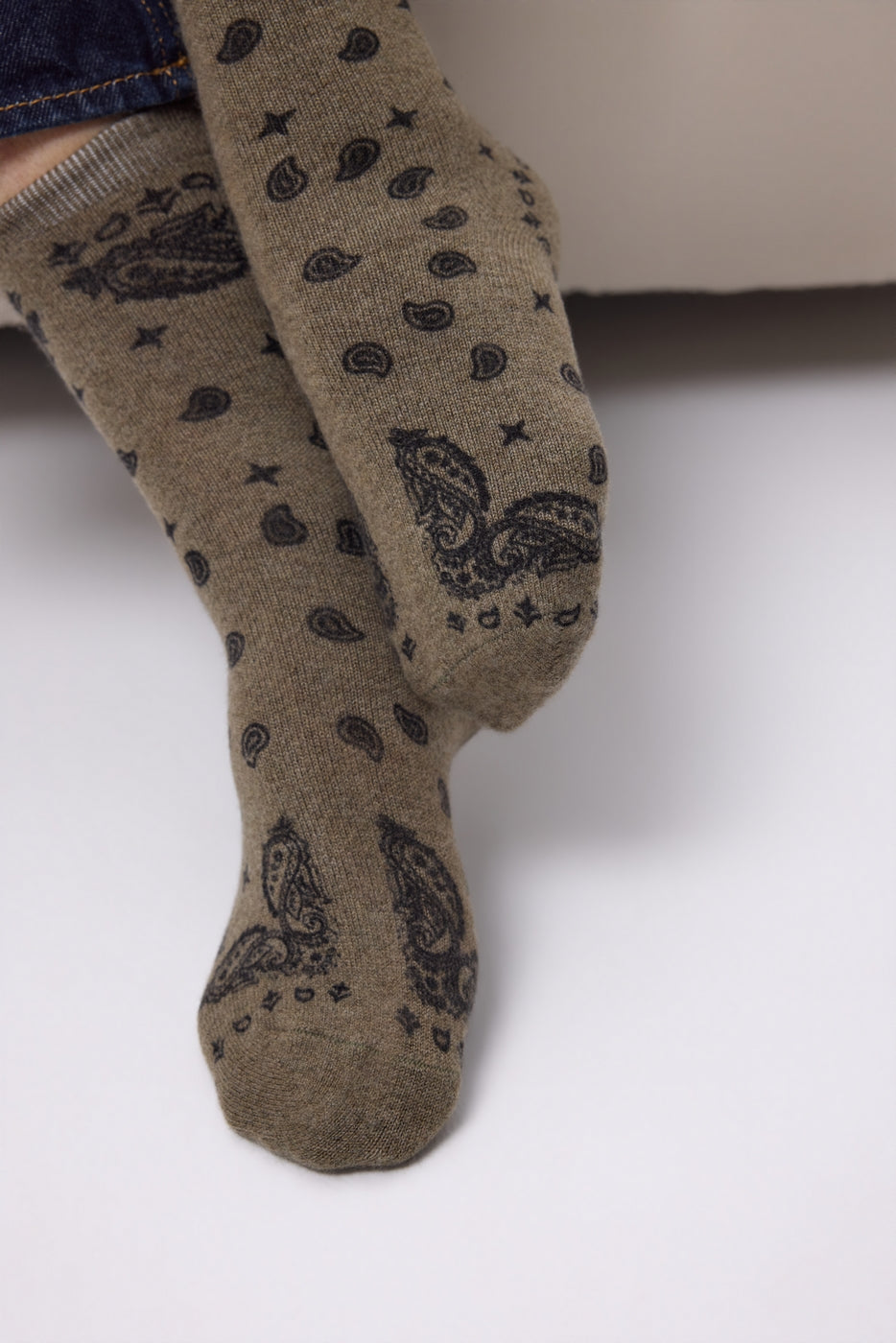 Chaussettes Bandana Presley - Khaki Chine Noir - Mixte