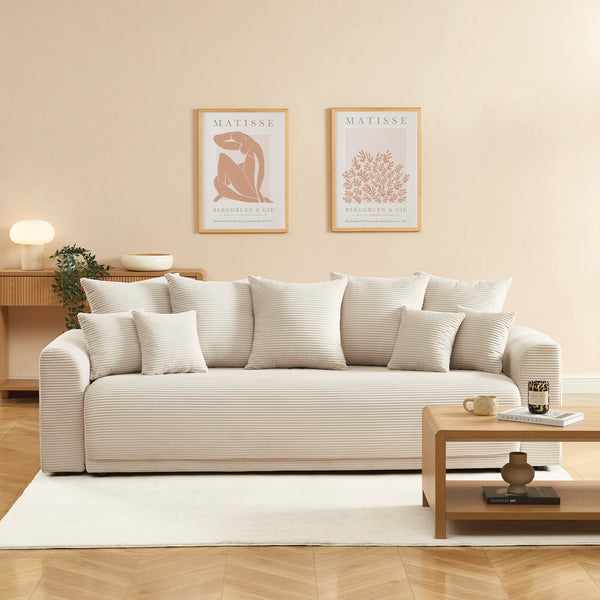 Soline - 3-personers sovesofa - Beige fløjl