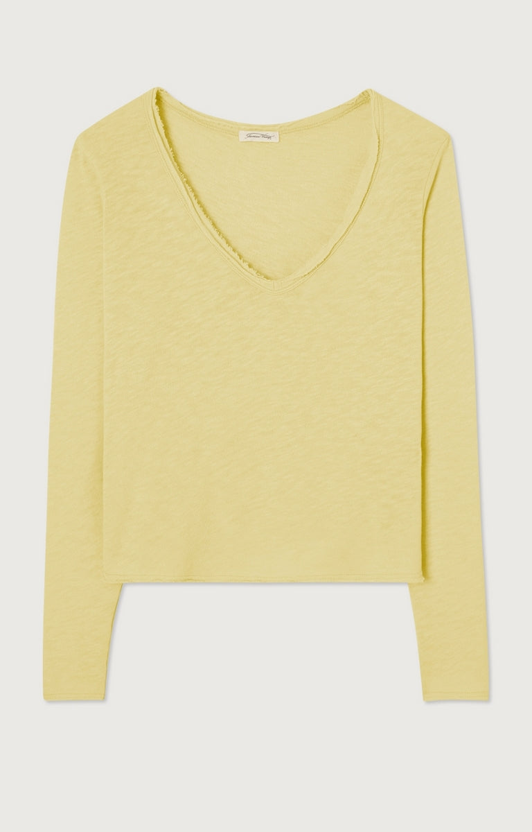 Long-Sleeve V-Neck T-Shirt - Pistachio Vintage - Women