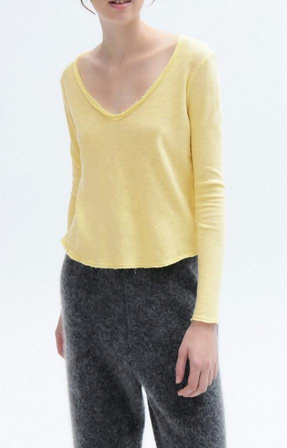 Long-Sleeve V-Neck T-Shirt - Pistachio Vintage - Women