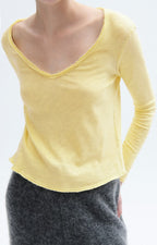 Long-Sleeve V-Neck T-Shirt - Pistachio Vintage - Women