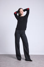 Jersey Cuello Redondo Estrellas Codos Sonia - Negro Rojo - Mixto