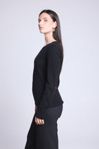 Jersey Cuello Redondo Estrellas Codos Sonia - Negro Rojo - Mixto