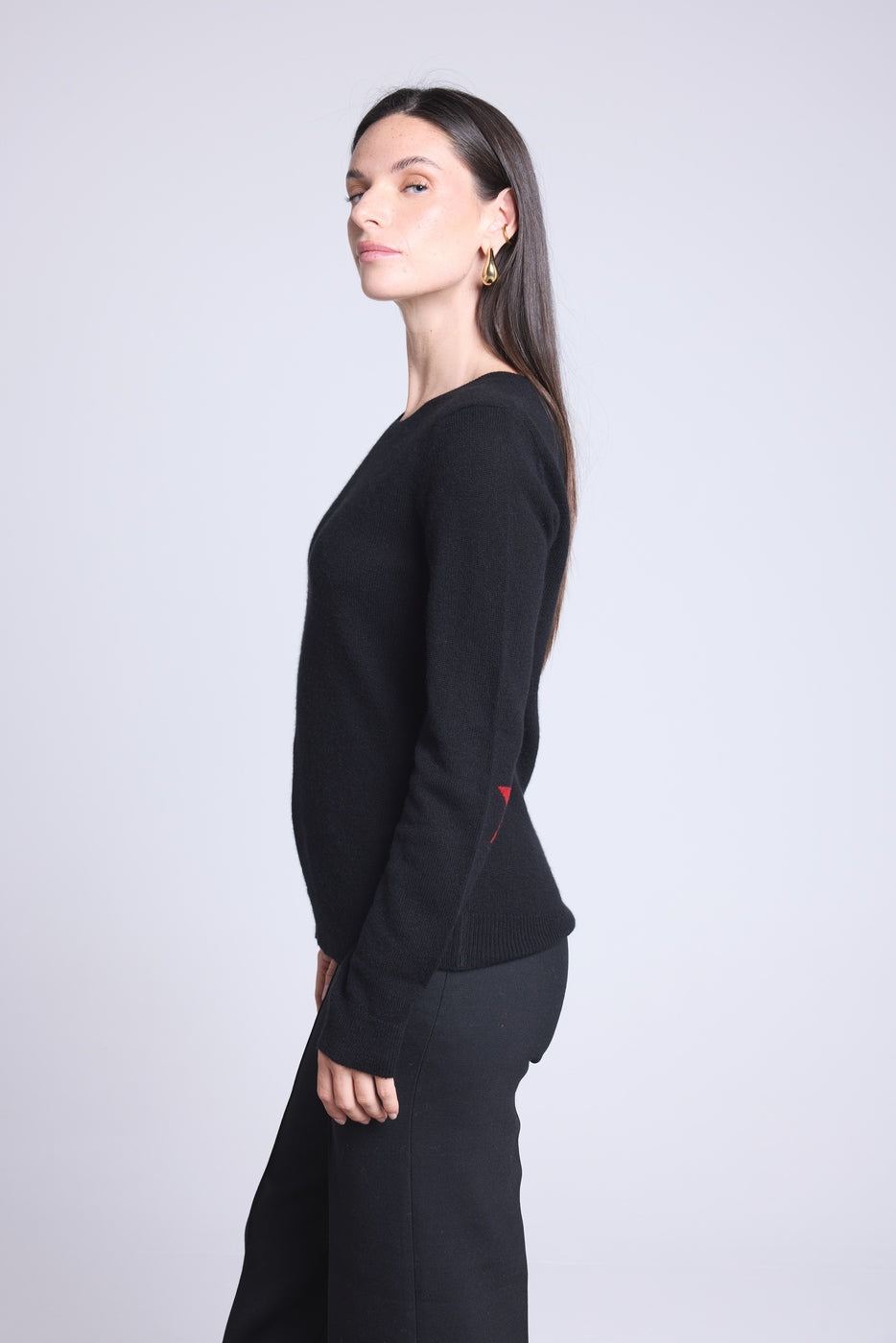 Pull Col Rond Etoiles Coudes Sonia - Noir Rouge - Mixte