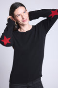 Pull Col Rond Etoiles Coudes Sonia - Noir Rouge - Mixte