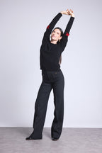 Pull Col Rond Etoiles Coudes Sonia - Noir Rouge - Mixte
