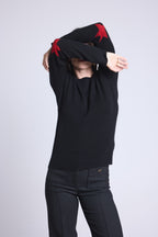 Jersey Cuello Redondo Estrellas Codos Sonia - Negro Rojo - Mixto