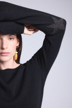 Jersey de cuello redondo con estrellas en los codos Sonia - Negro lúrex multicolor - Unisex