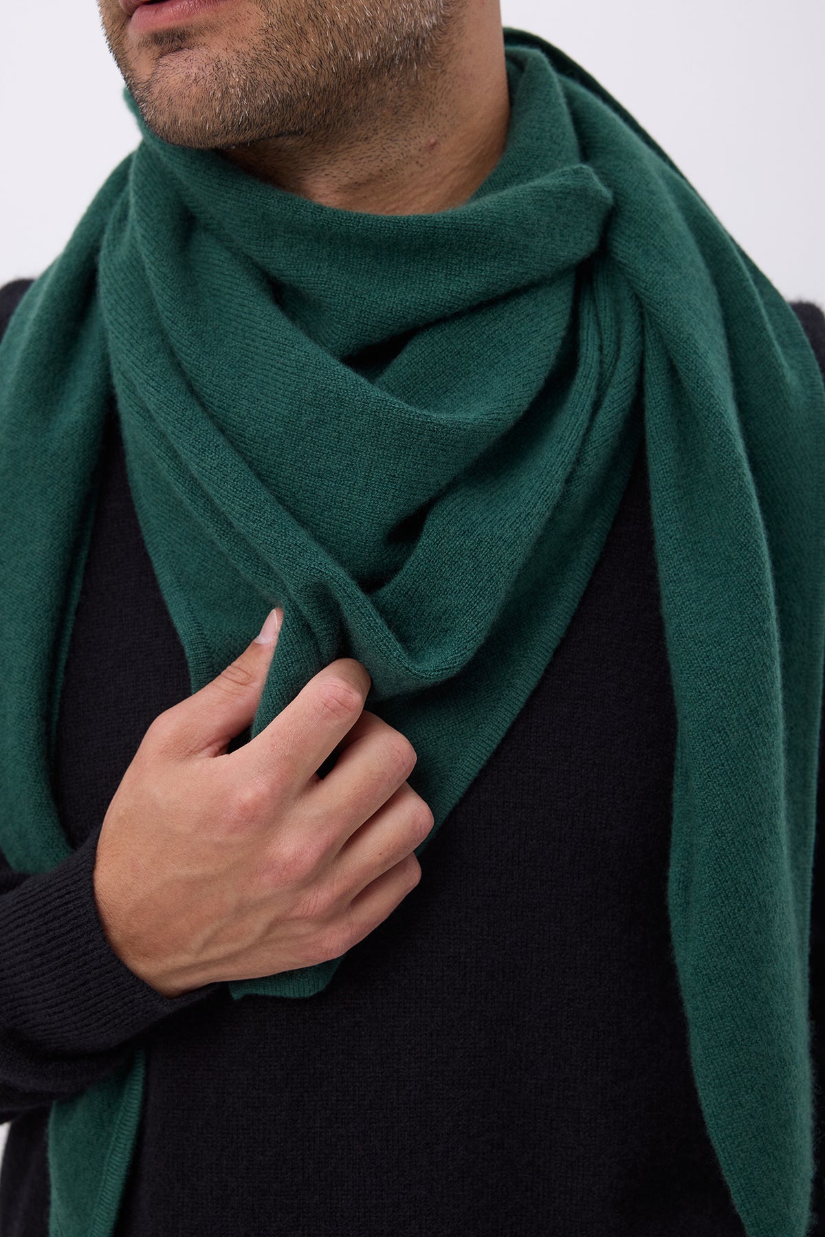 Bufanda bandana triangular oversize lisa Bandana Sora - Verde botella - Hombre