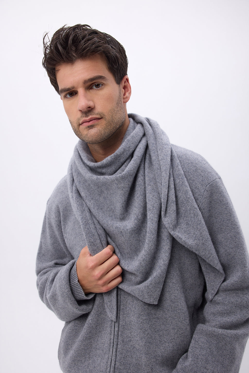 Bufanda Bandana Oversize Triangular Lisa Bandana Sora - Gris Oscuro - Hombre