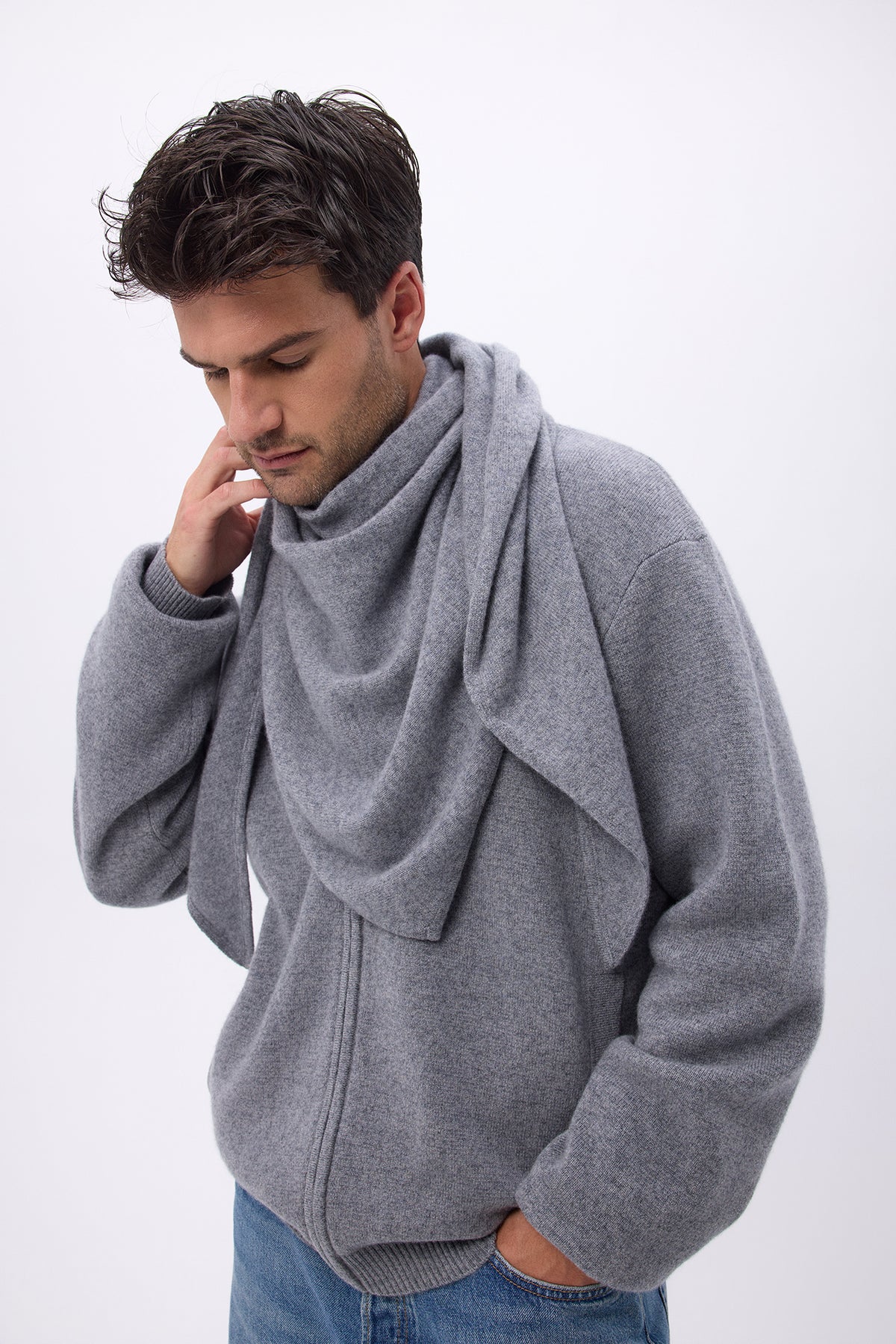 Bufanda Bandana Oversize Triangular Lisa Bandana Sora - Gris Oscuro - Hombre