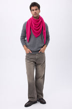 Oversized Plain Triangle Bandana Scarf Sora - Fuchsia - Men