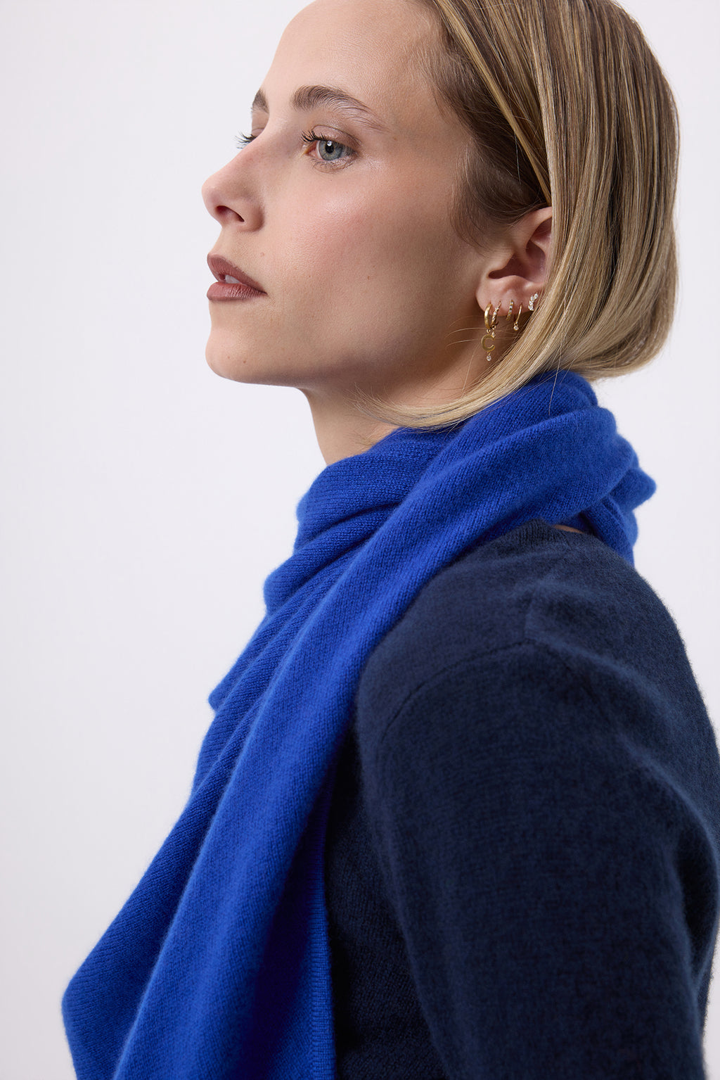 Oversize-Dreieckstuch-Bandanaschal Unifarben Bandana Sora – Königsblau – Damen