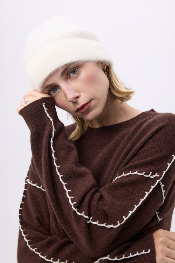 Beanie – Brushed Cashmere Soren - Hvid - Unisex