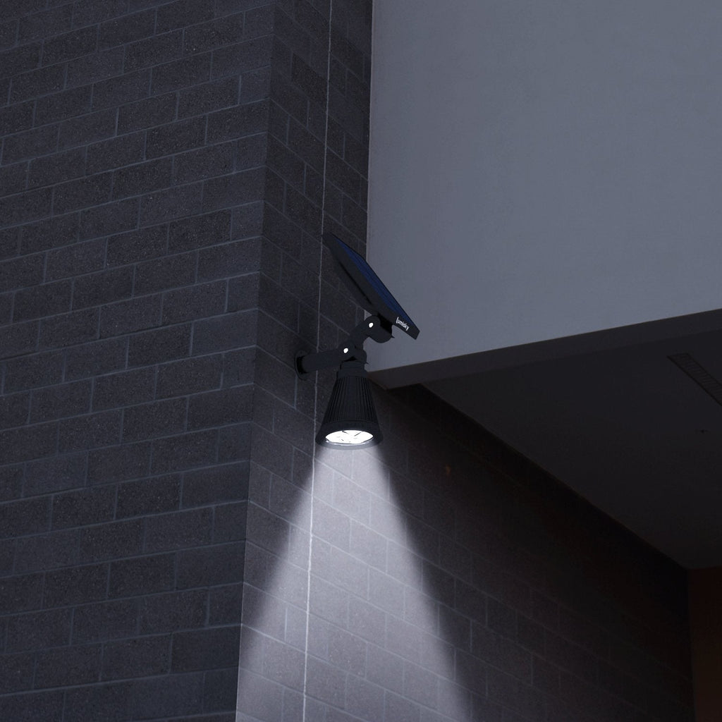 Set of 2 solar spotlights 2in1 projectors to stick or fix powerful dimmable white LED lighting SPIKY H42cm - REDDECO.com