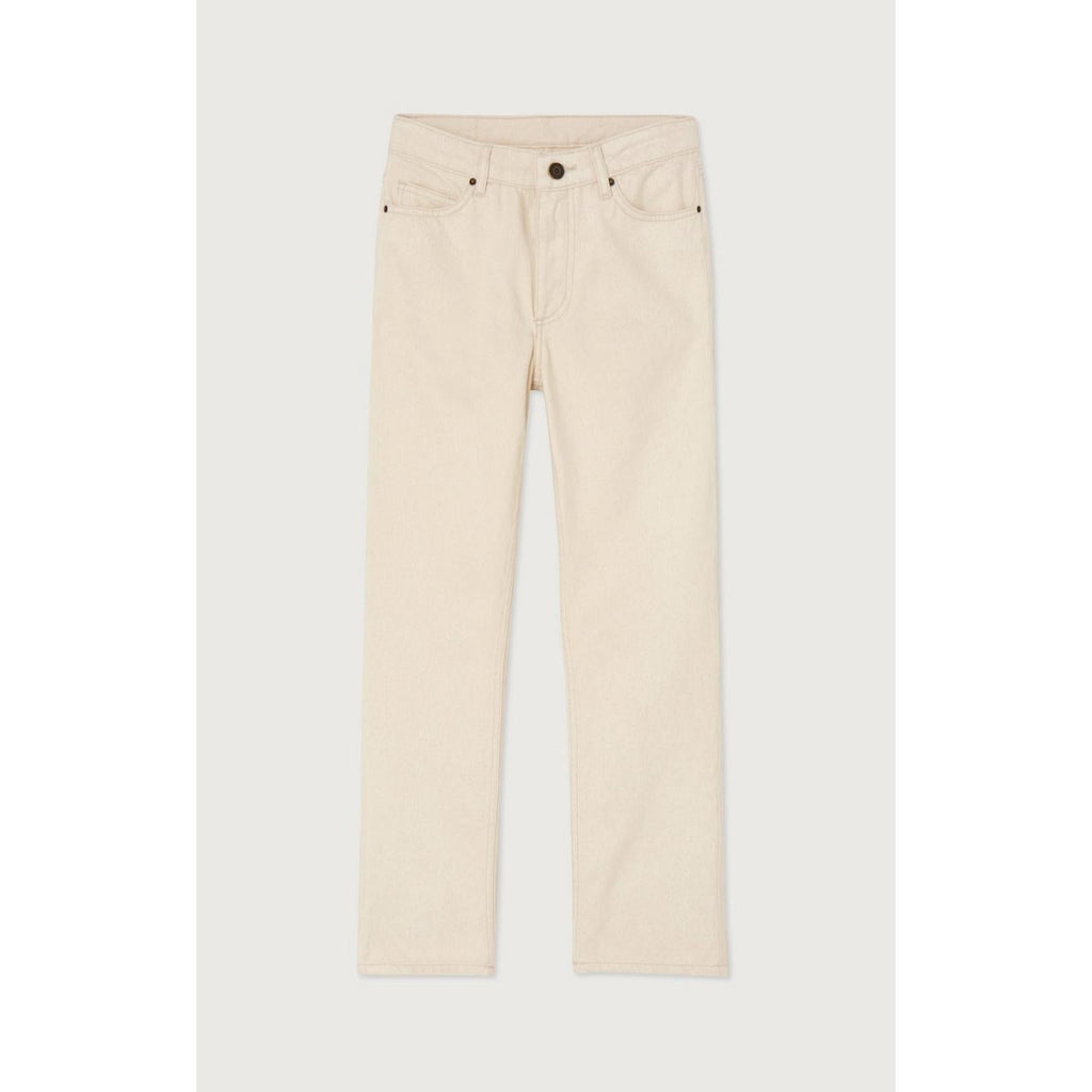 5-Pocket Fitted Cotton Trousers 100% - Ecru - Women