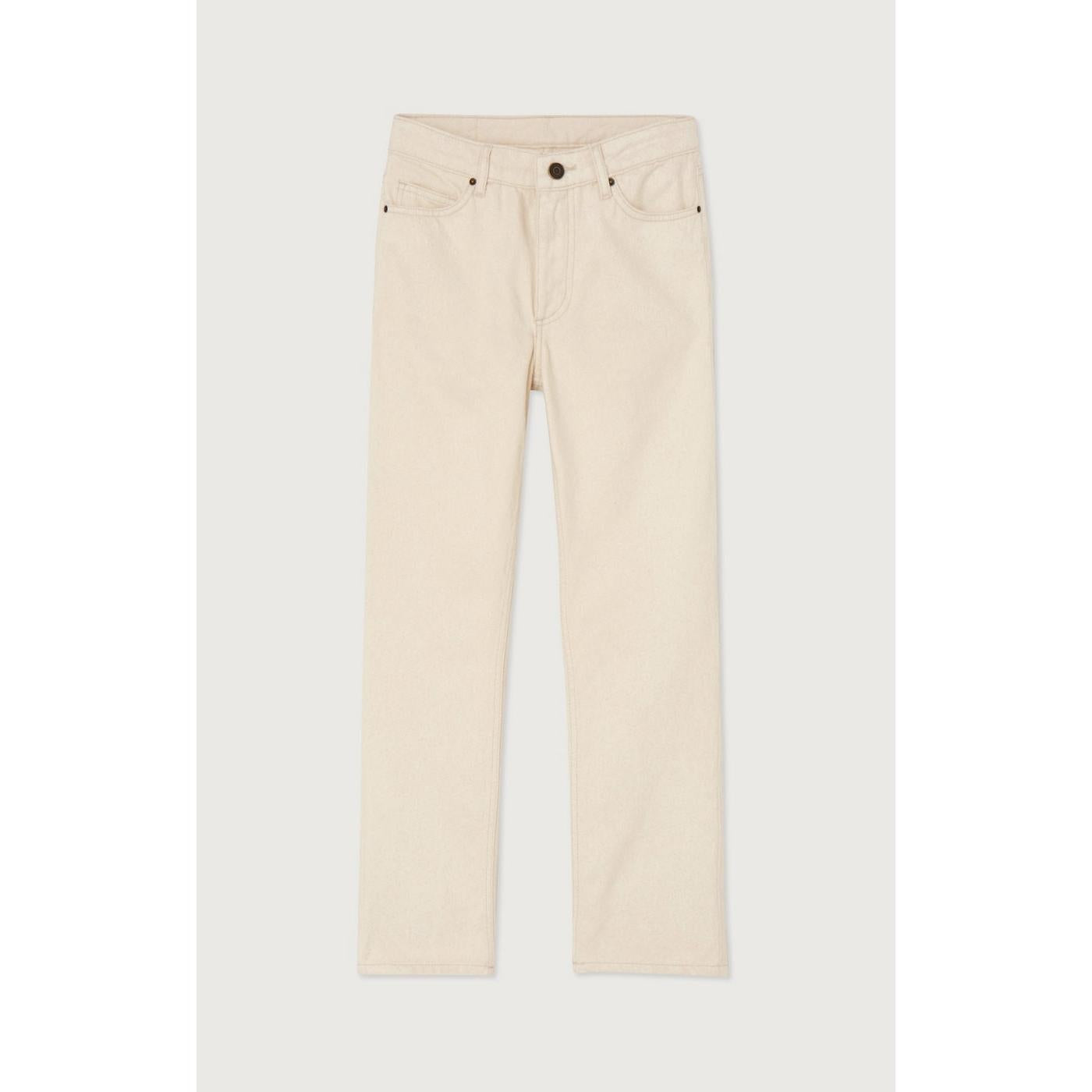 5-Pocket Fitted Cotton Trousers 100% - Ecru - Women