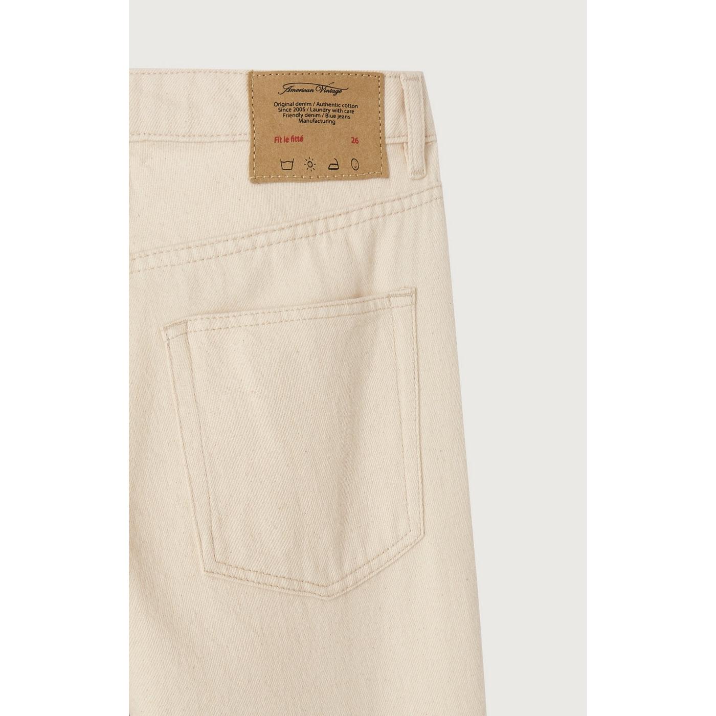 5-Pocket Fitted Cotton Trousers 100% - Ecru - Women
