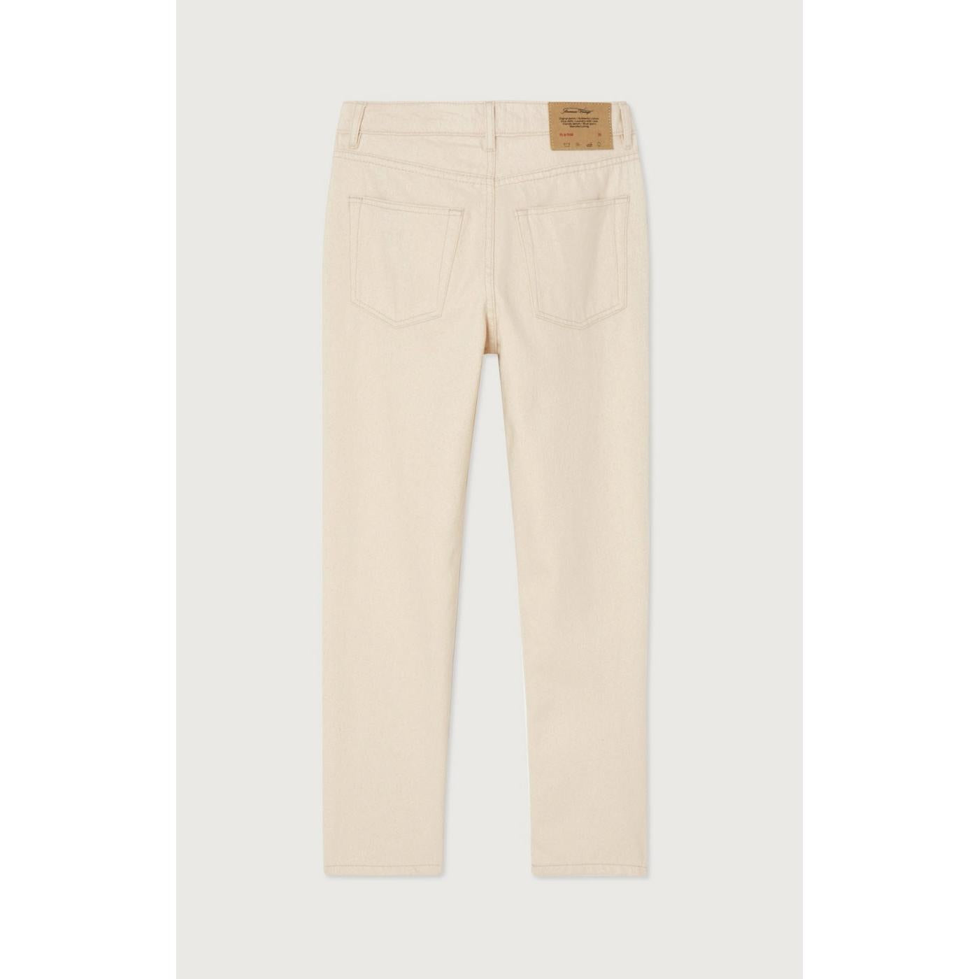 5-Pocket Fitted Cotton Trousers 100% - Ecru - Women