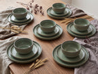 Reed - The Essentials 18-Piece Dinnerware Set - Earthenware - Reactive Forest Green