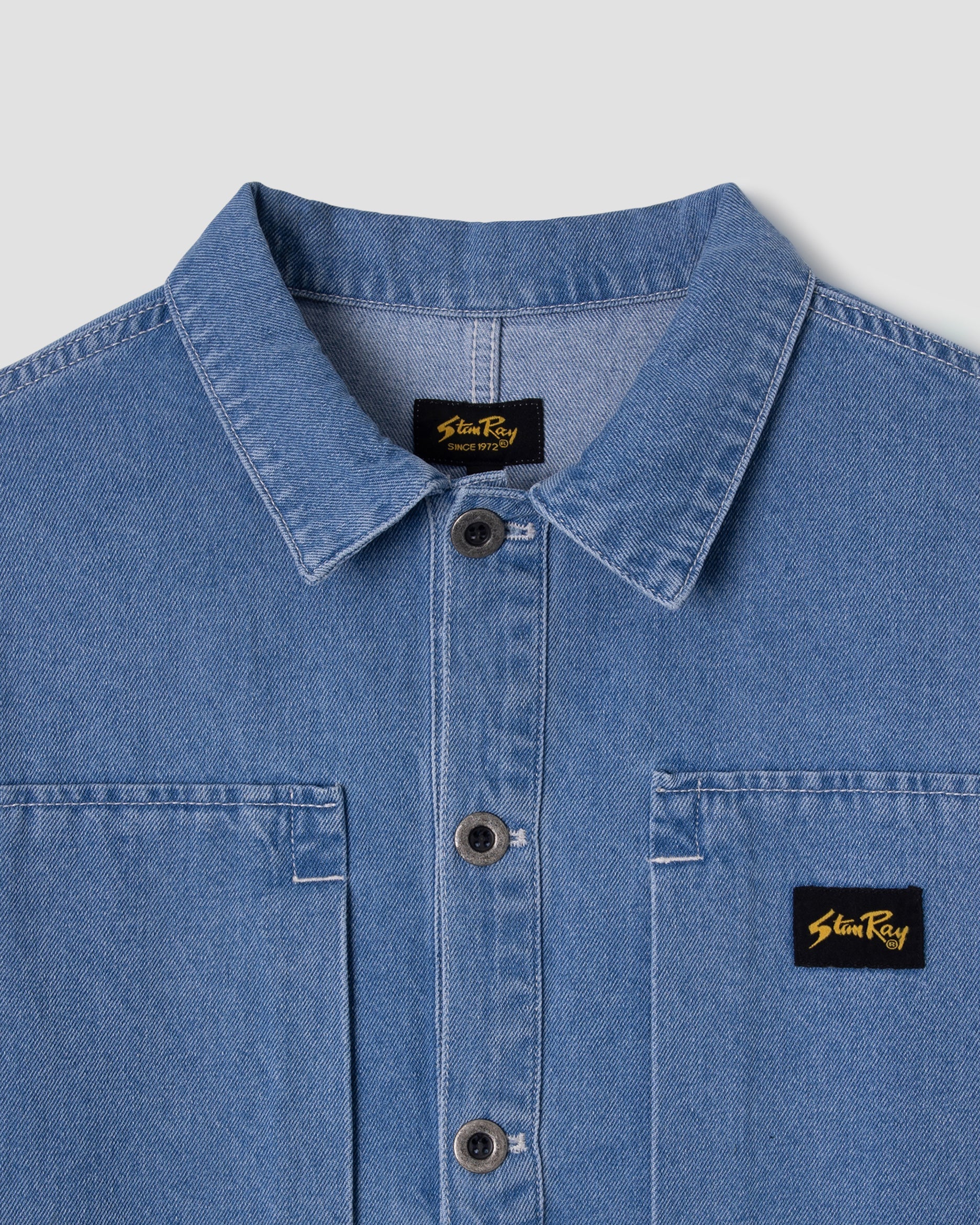 Painters Pop Over Shirt - Mid Stone Denim