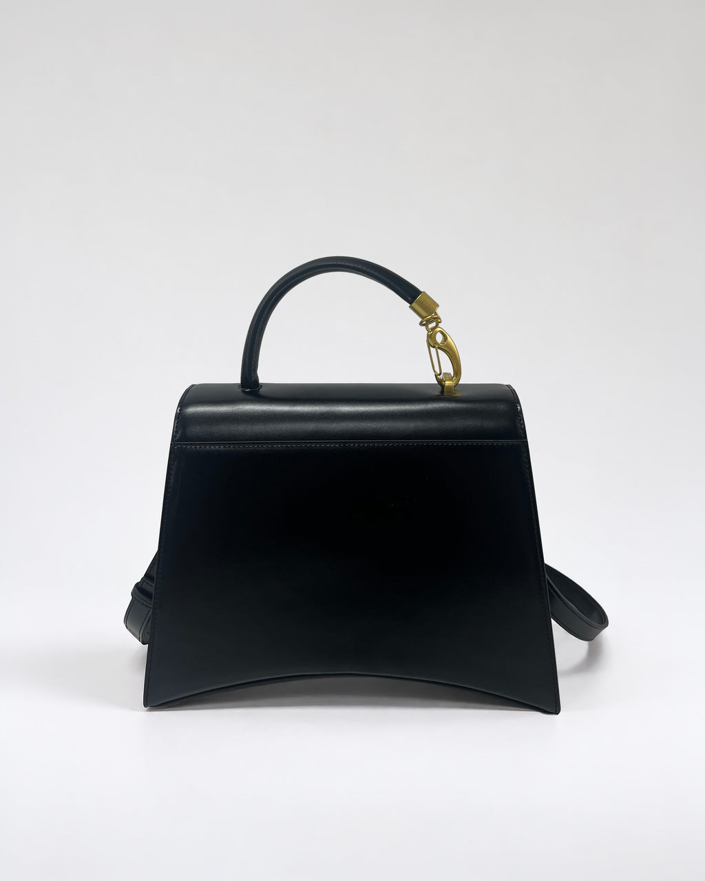 Middelgrote Leren Tas Met Sluiting - Zwart