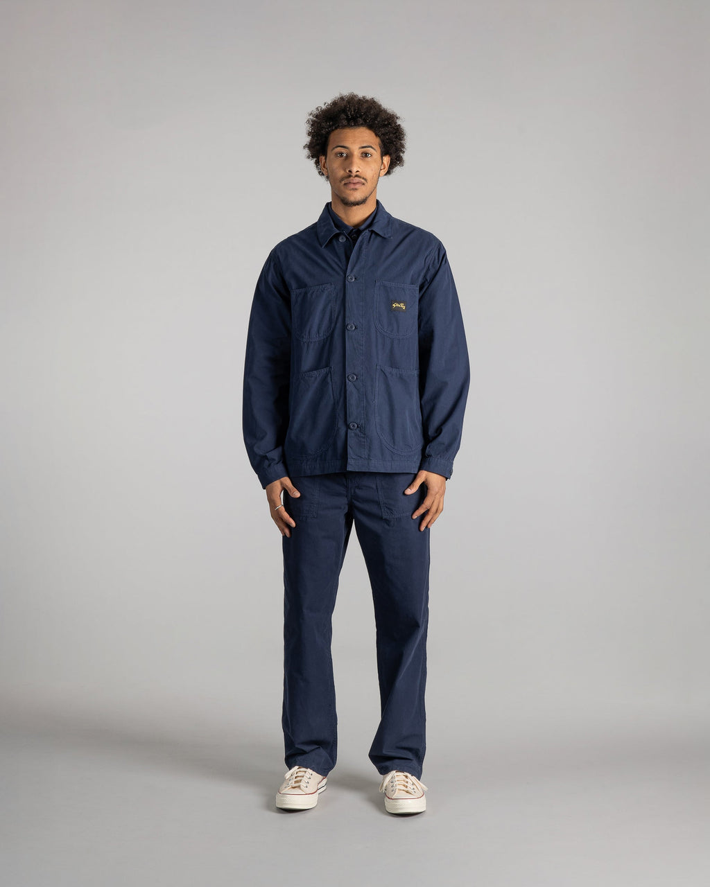 Chaqueta tipo overol - Popelina Azul Marino