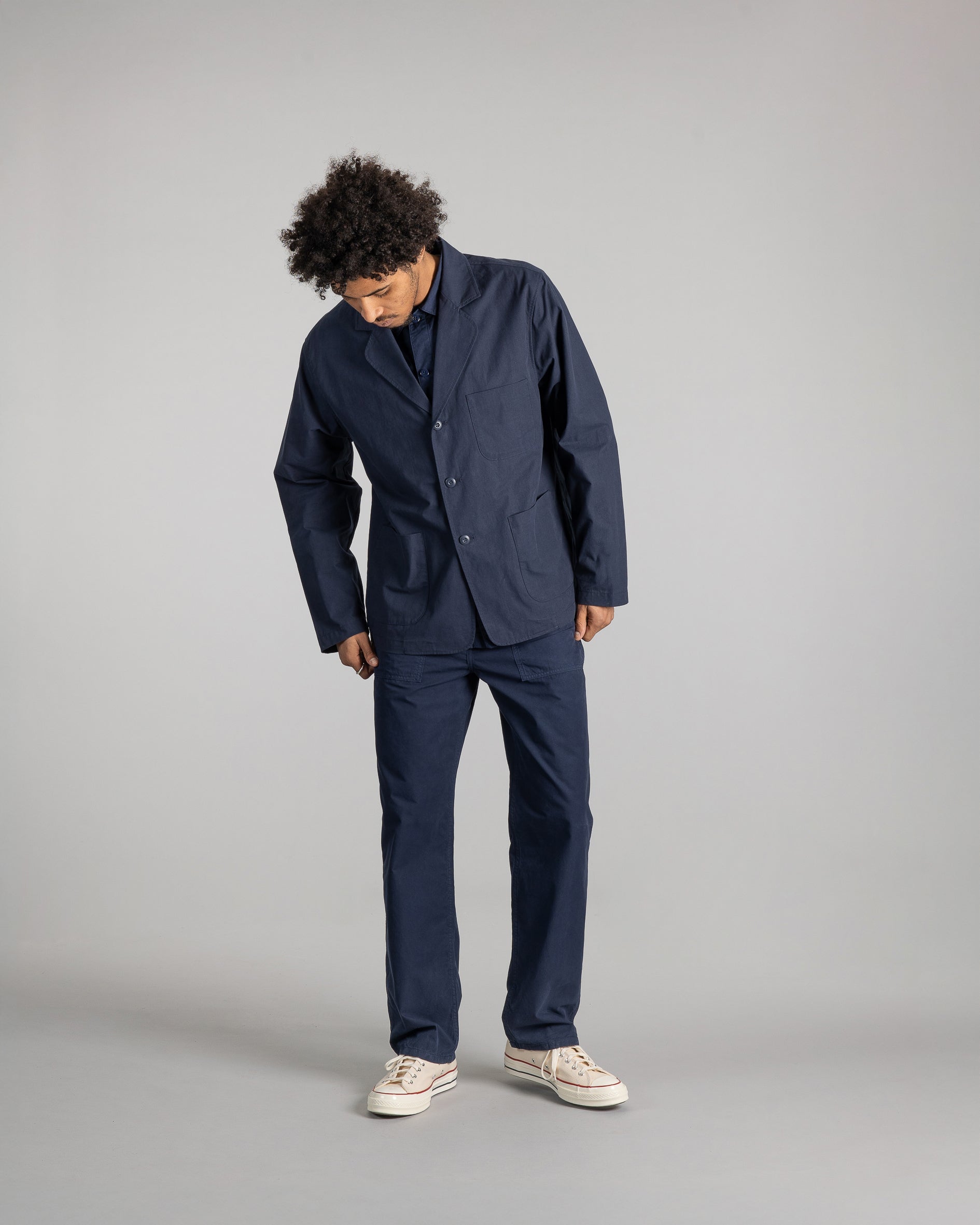 Chaqueta tipo overol - Popelina Azul Marino