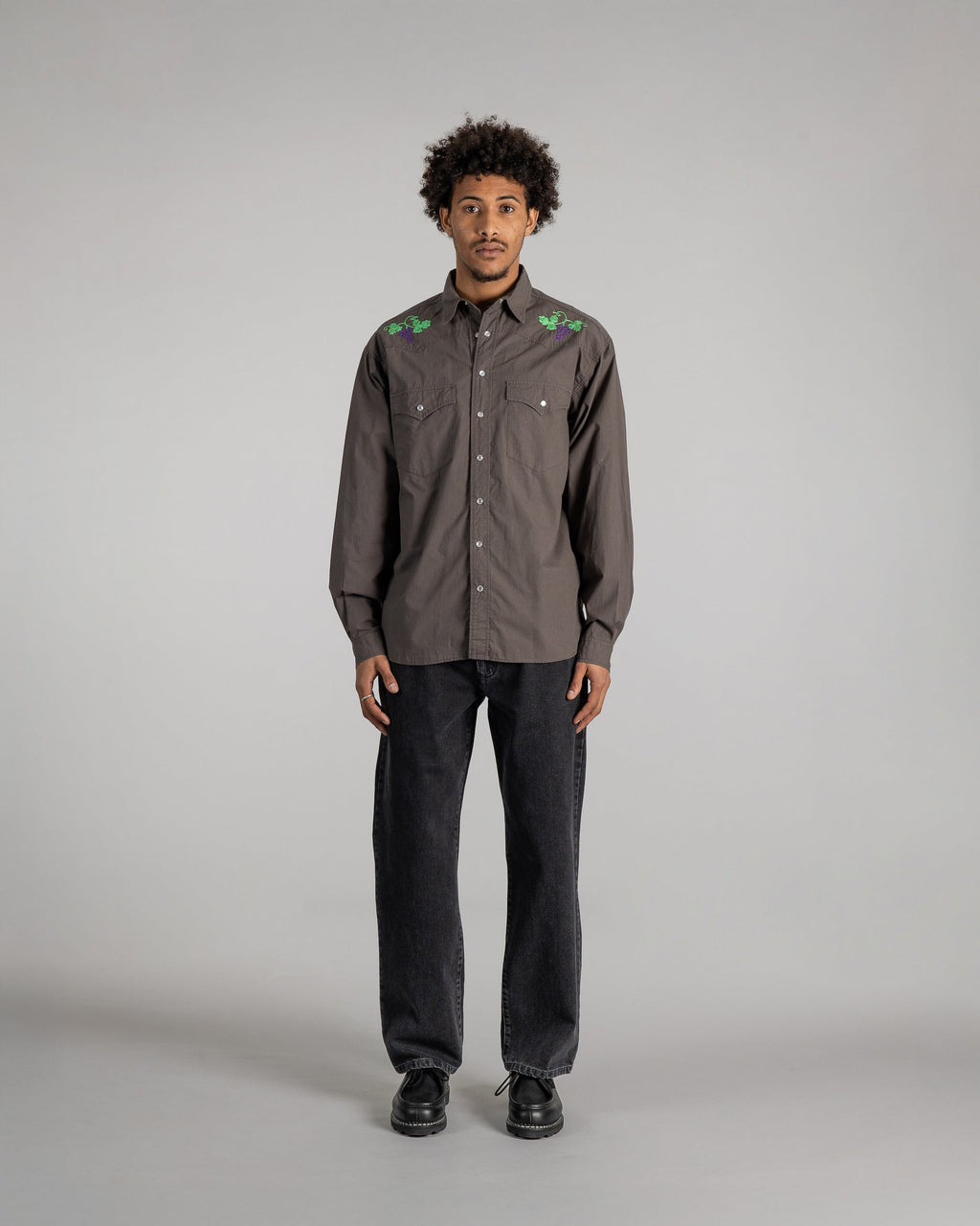 Camisa Western - Popelina Negra Lavada