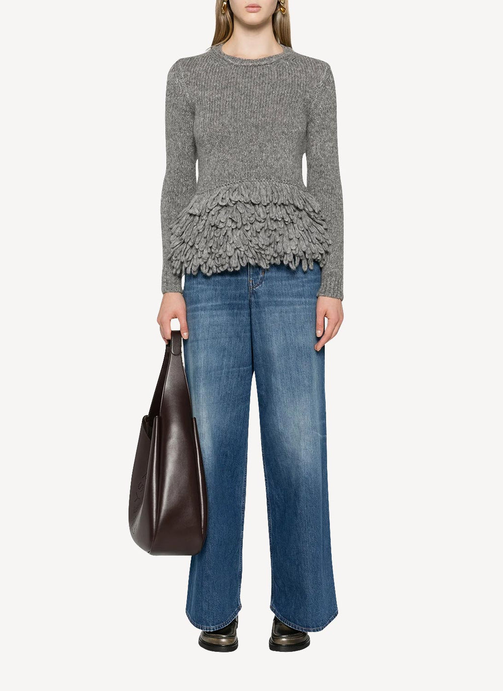 Crew Neck Jumper - Grey - Women