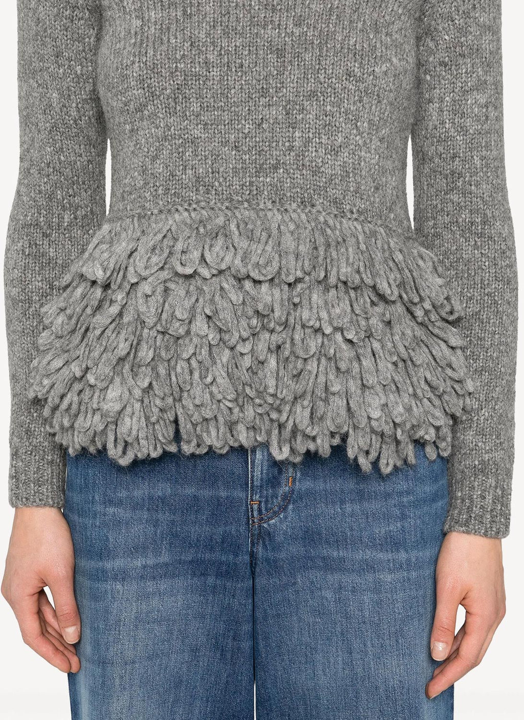 Crew Neck Jumper - Grey - Women