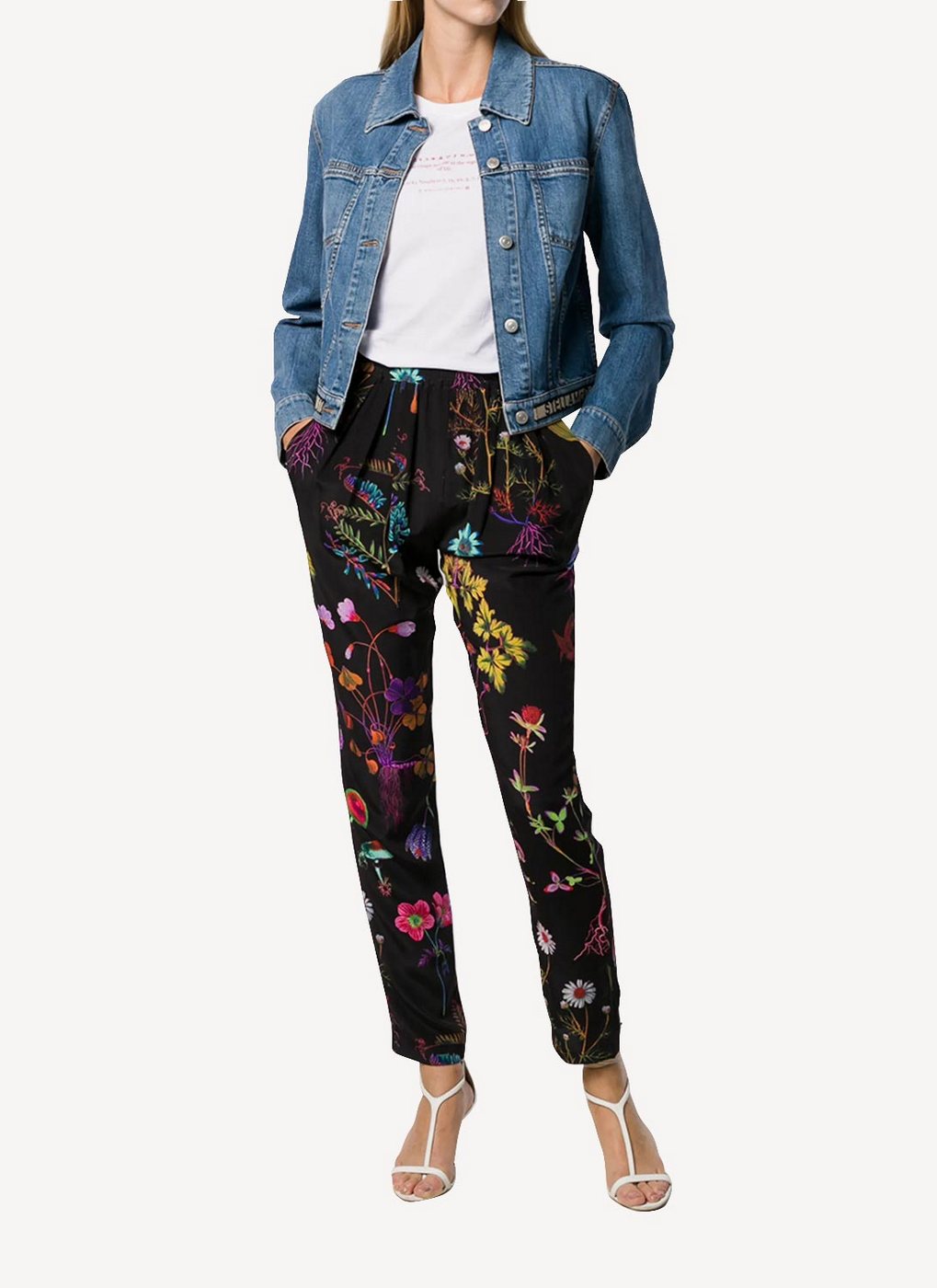 Crop Jacket Organic Medium Stone Denim With Logo Belt - Medium Blue - Women's