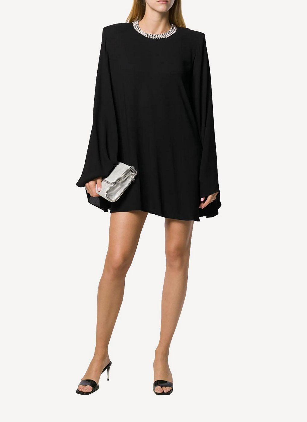 Shaniya Dress With Diamond Necklace Embroidery - Black - Mujer