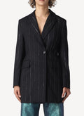 One Button Boyfriend Blazer - Black - Femme