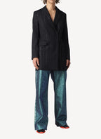 One Button Boyfriend Blazer - Black - Femme